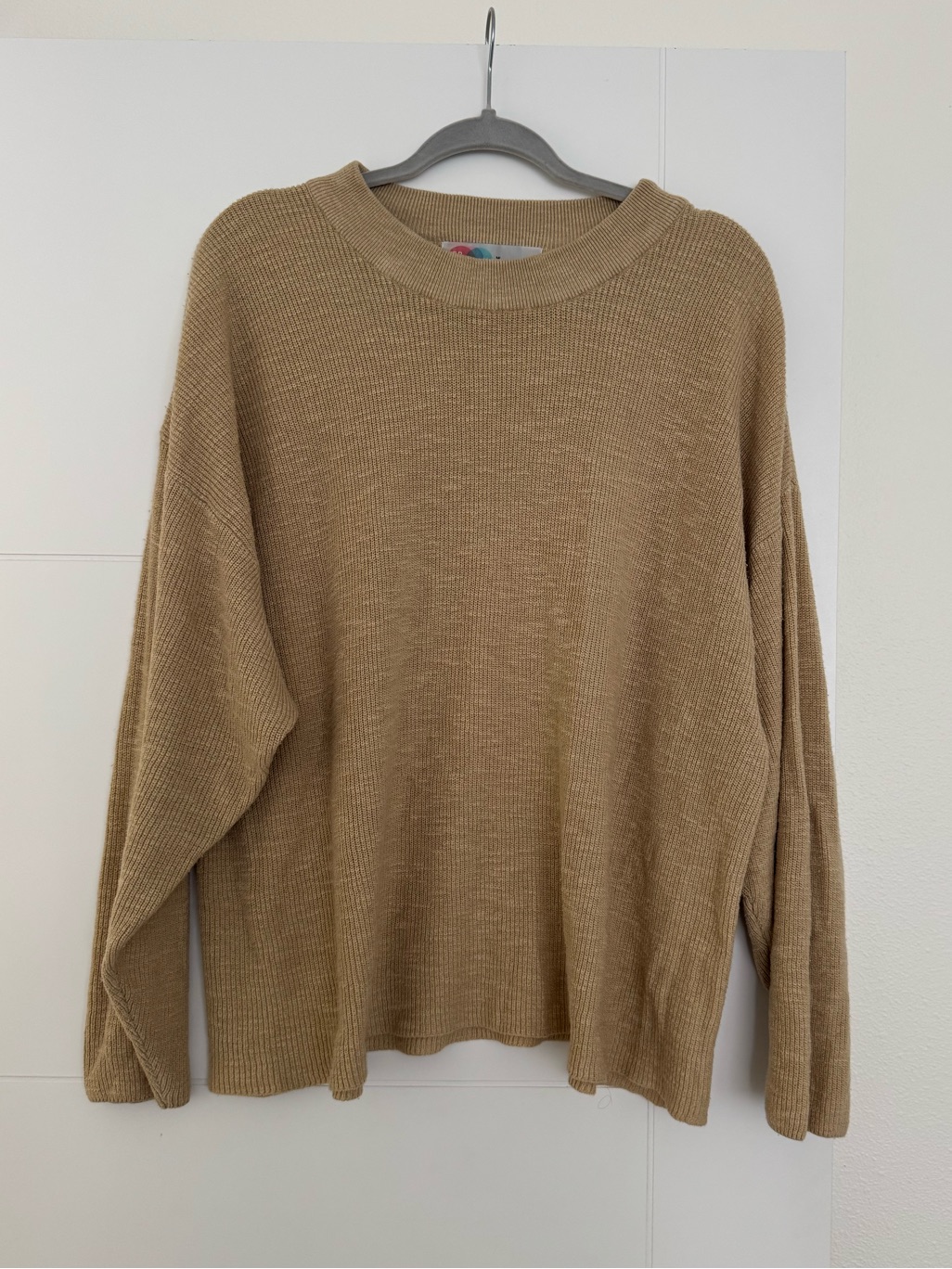 Free People Beach Stretch Oversized Tan Pullover Women's Size Med